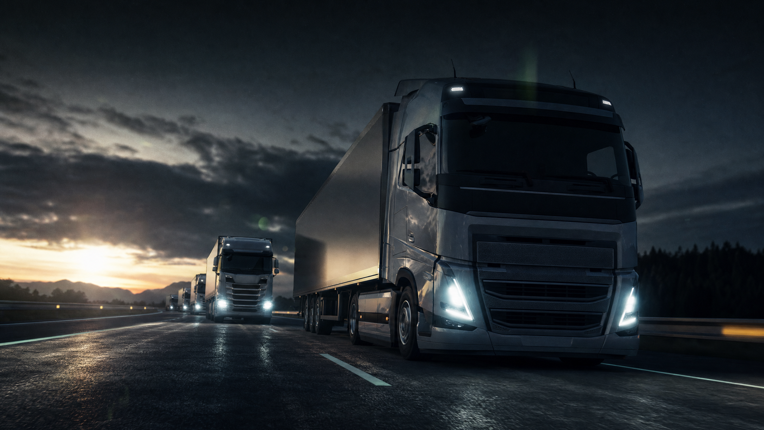 Fleet of modern trucks
